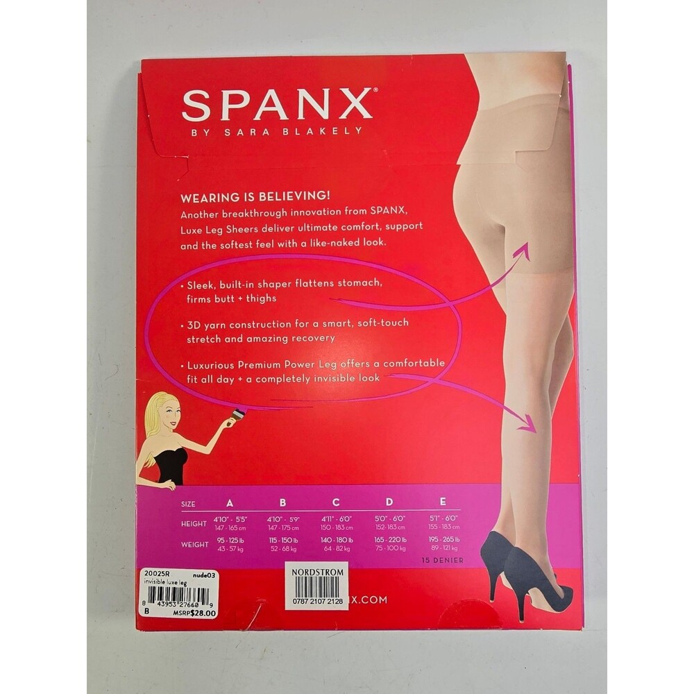 B Spanx Sheers Invisible Luxe Leg Pantyhose Nude03 15 Denier Shaping NIB